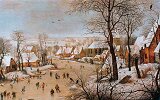 Питер Брейгель Старший. Зимний пейзаж с конькобежцами и ловушкой для птиц. 1565.