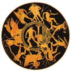 Тезей и Минотавр. Древнегреческая ваза. 440 г. до н.э.