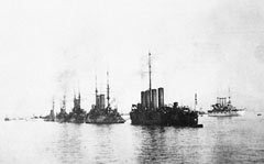 Русские корабли на рейде в порту Мессины в январе 1909 года