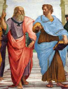 Платон и Аристотель на фреске Рафаэля «Афинская школа»