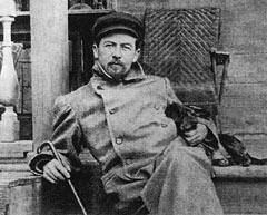 А. П. Чехов с таксой Хиной. Мелихово. 1897