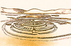 Некоторые черты лабиринта можно найти и в строении древних поселений, например Аркаима. Его центральная часть являлась изолированной цитаделью, и пройти в неё можно было только по специальному коридору или галерее, похожей на лабиринт