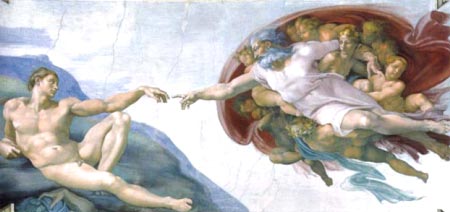 Микеланджело. Сотворение Адама. 1511 год. Фреска плафона Сикстинской капеллы