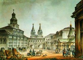Д. Кварнеги. Вид на Воскресенские ворота со стороны Красной площади.