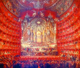 Театрализованный концерт в Риме в XVIII веке. В 1723–1724 годах Вивальди в течение трех карнавальных сезонов имел большой успех в Риме, выступление в котором считалось серьезным испытанием для любого композитора.