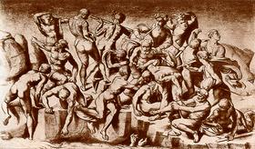 Б. да Сангалло. Битва при Кашине. 1504-1505. Копия с картины Микеланджело
