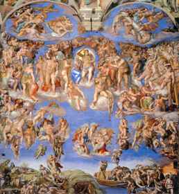 Микеланджело. Страшный Суд. Фрагмент алтарной росписи Сикстинской капеллы